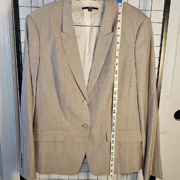BOSS Hugo Boss Women’s Beige Virgin Wool Blend Blazer Jacket Tailored - Picture 9 of 15